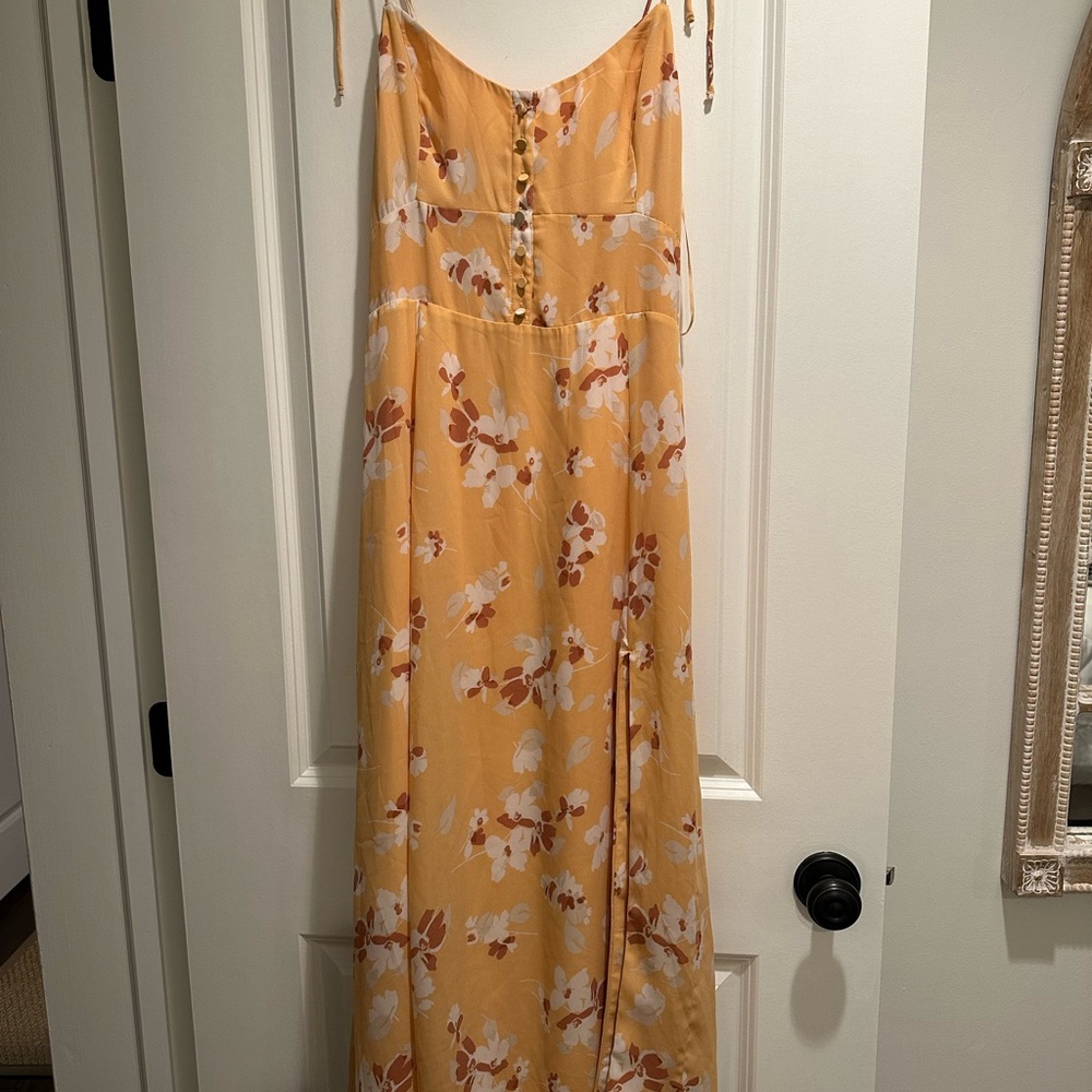 Floral Maxi Dress in Orange and White